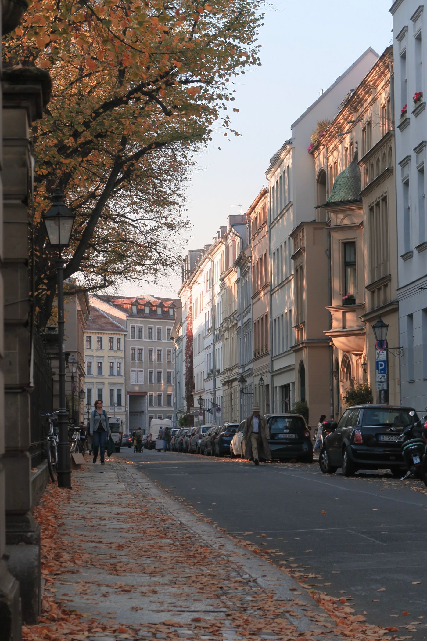 Autumn street scene in a Berlin residential neighborhood